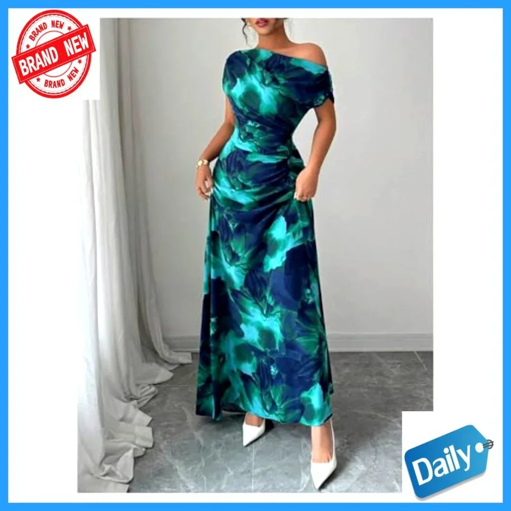 Floral Maxi Dress Formal Prom Wedding Guest A Line Sleeveless Summer - Picture 3 of 5